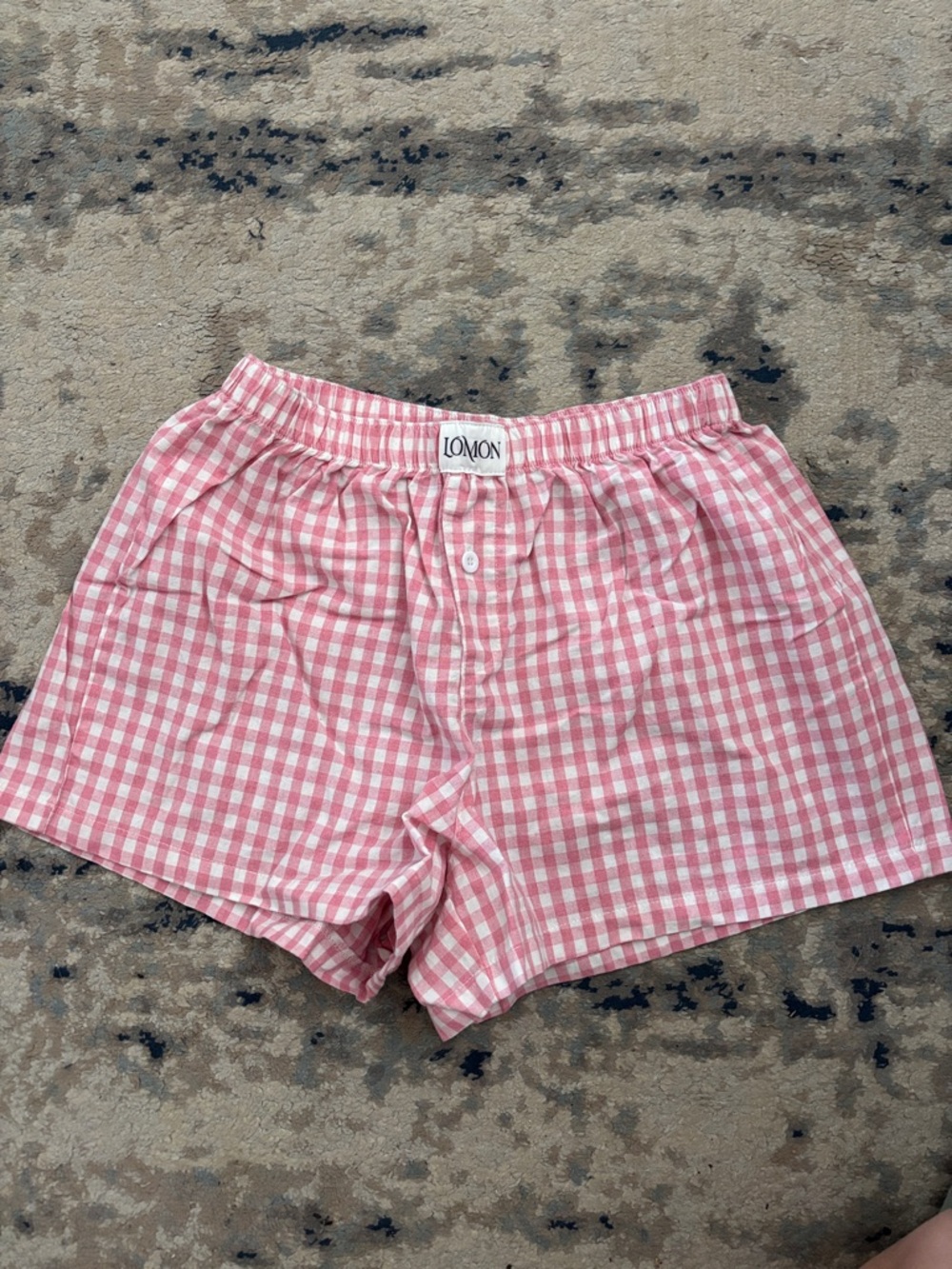 Lomon Women's Pink Gingham Casual Shorts